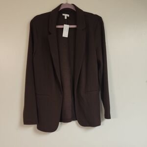 Maurices Brown Blazer Open-Front Relaxed Fit